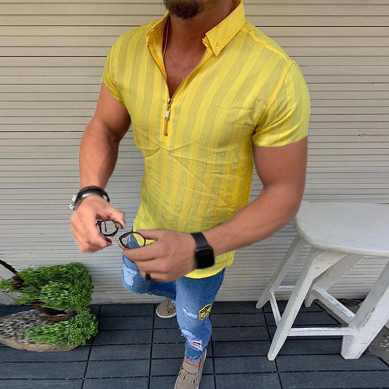 Männer Kurzarmhemd Modern Streifen Elegант