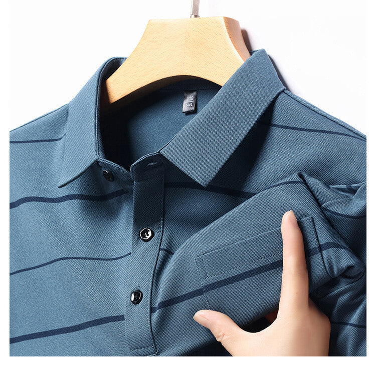 Herren Poloshirt Kurzarm Streifenmuster Elegant Modern