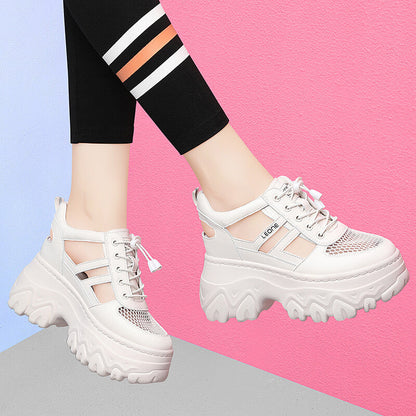 Damen Plateau Sneaker Trendy High Heels Schuhe