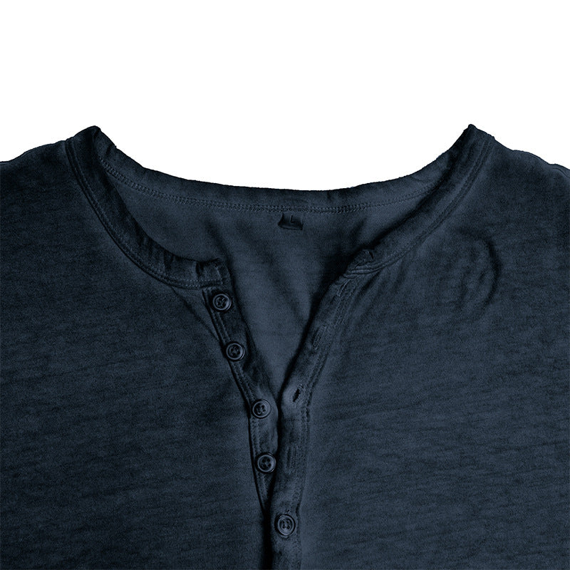 Herren Langarmshirt Modern Knopfleiste Eleganz