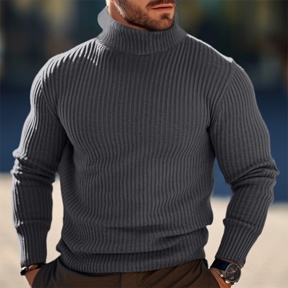 Herren Rollkragenpullover Figurformend Slim Fit Rippstruktur - BerlinGlamour