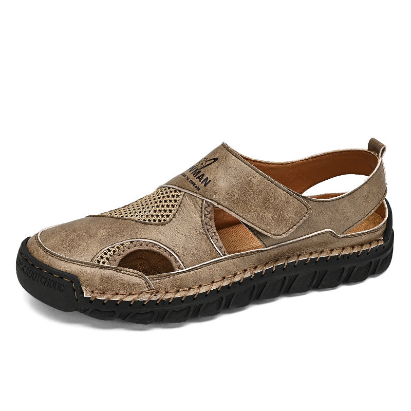 Damen Leder-Sandalen Atmungsaktiv Klettverschluss Verstellbar Sommer