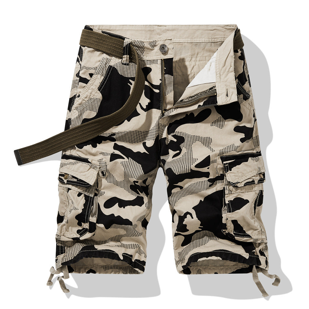 Herren Camo Shorts Cargo mit Seitentaschen und Verstellbund - BerlinGlamour