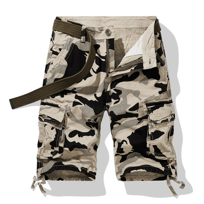 Herren Camo Shorts Cargo mit Seitentaschen und Verstellbund - BerlinGlamour