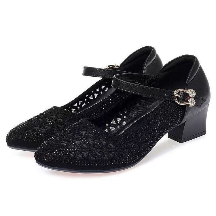 Damen Pumps Elegant Schimmernde Akzente Mit Riemen