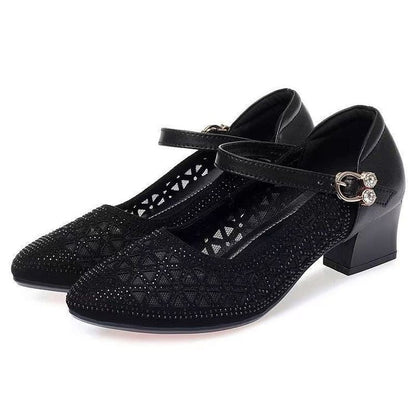 Damen Pumps Elegant Schimmernde Akzente Mit Riemen