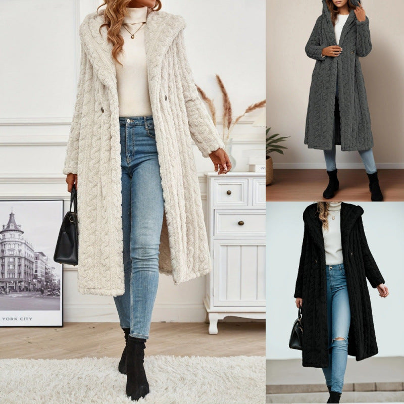 Damen Strickmantel Oversized Zopfmuster Trendig - BerlinGlamour