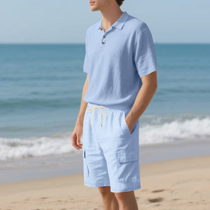 Herren Poloshirt und Badeshorts mit Taschen Sommer