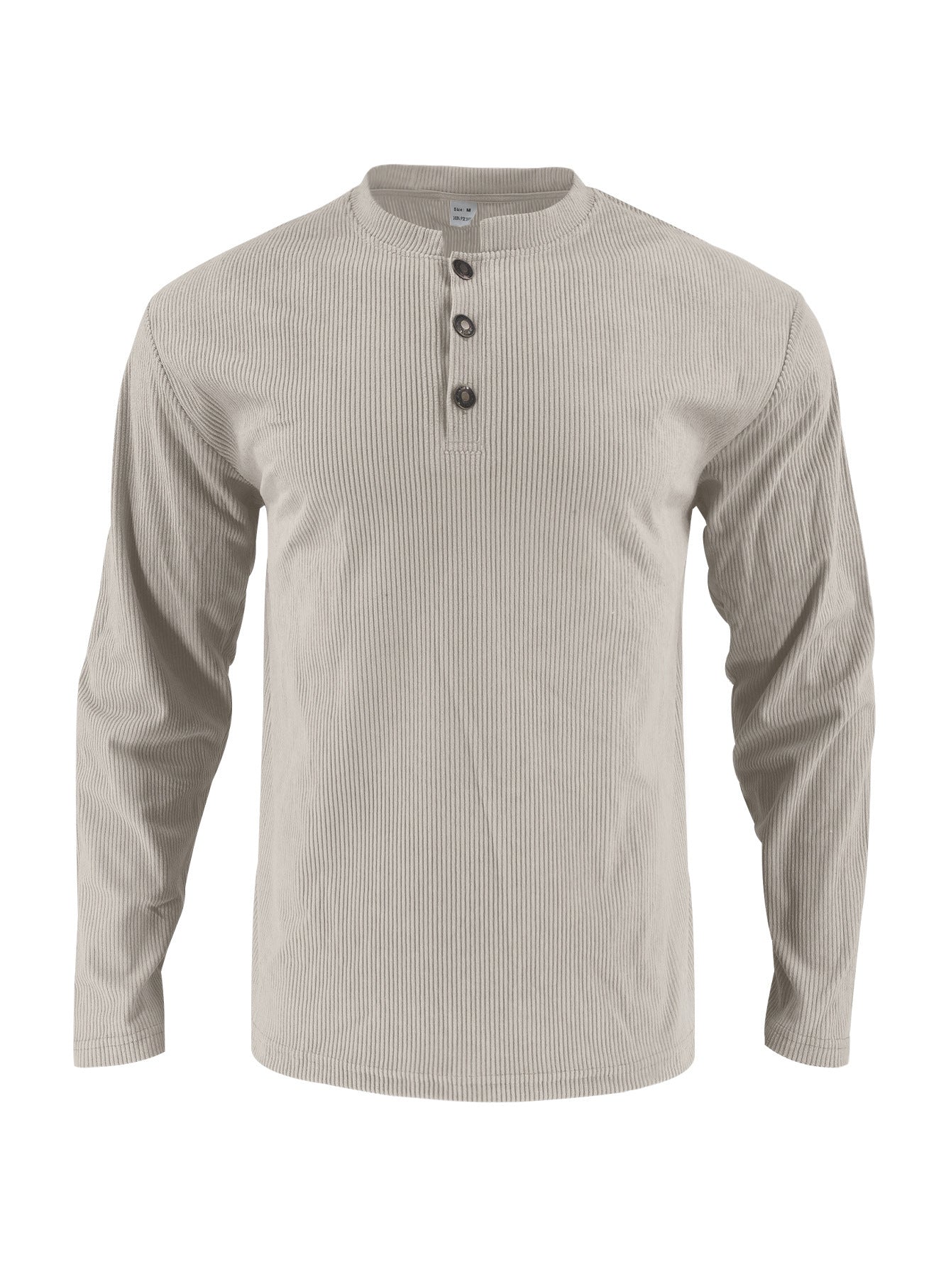 Herren Langarmshirt Stehkragen Knopfleiste Modern Berlin Style