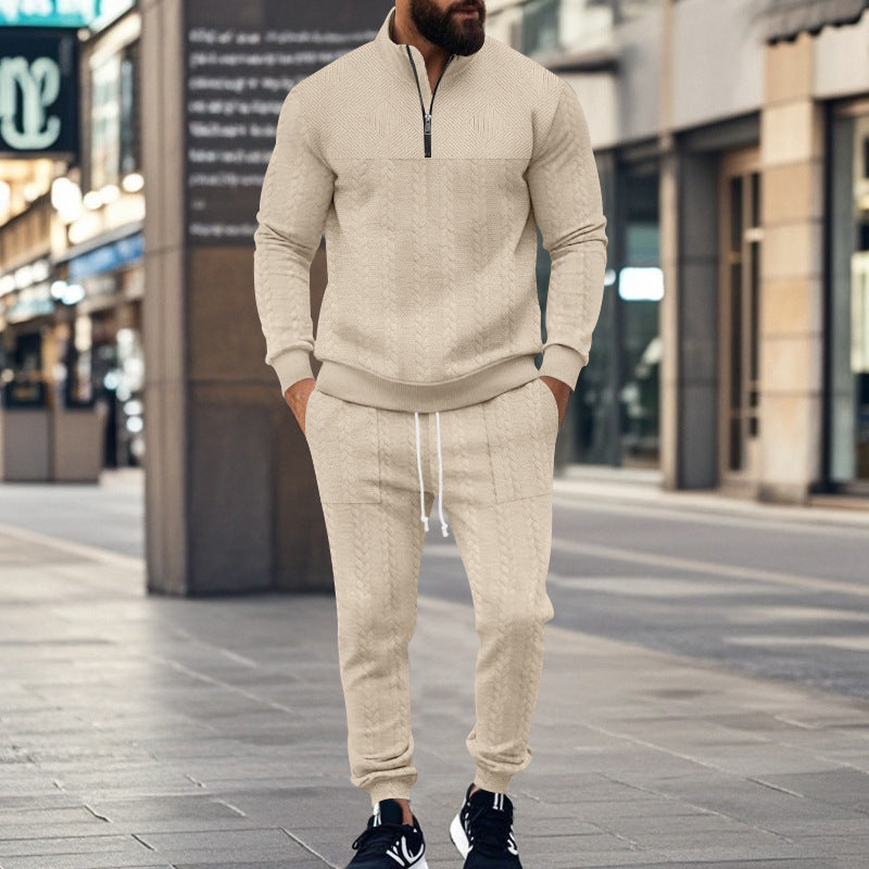 Herren Sportlicher Strickanzug mit Stehkragen und Reißverschluss BerlinGlamour.