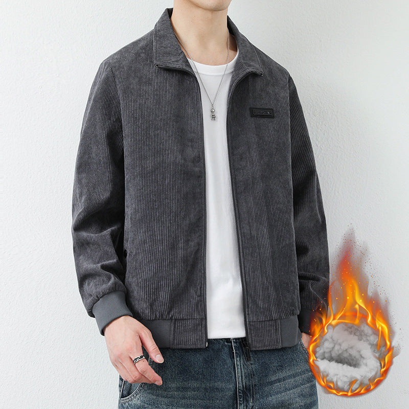 Herren Cordjacke Hochkragen Praktisch Mit Taschen