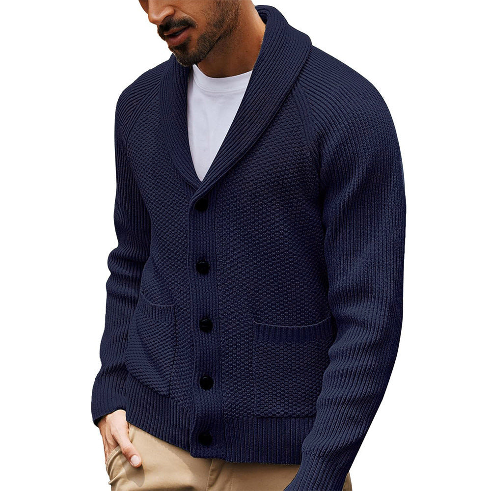Herren Strickjacke Strukturiert Schalkragen Modern