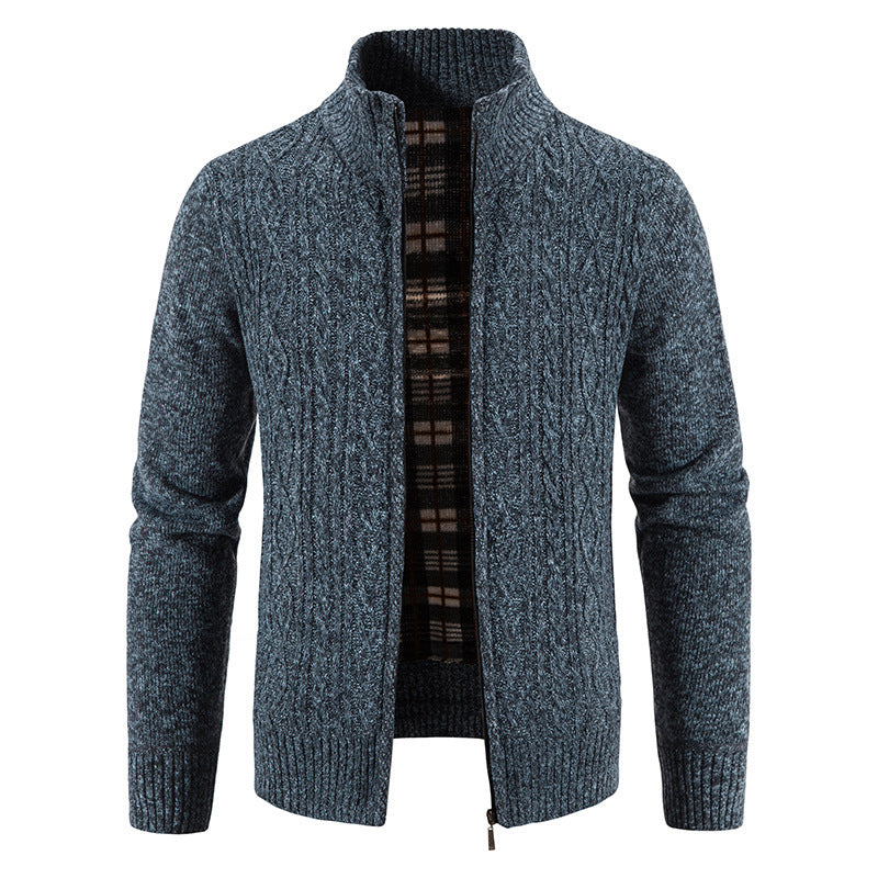 Herren Strickjacke Struktur Optik Hochkragen Modern