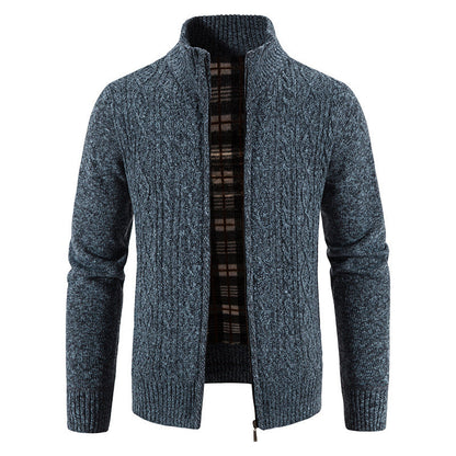 Herren Strickjacke Struktur Optik Hochkragen Modern