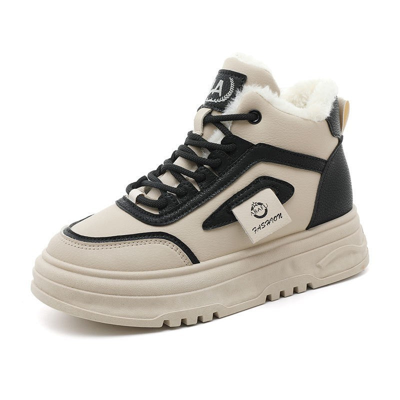 Damen Sneaker High-Top Warmfleece Innensohle Rutschfest - BerlinGlamour