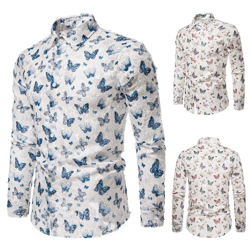Herren Hemd Langarm Floralmuster Modern Elegant