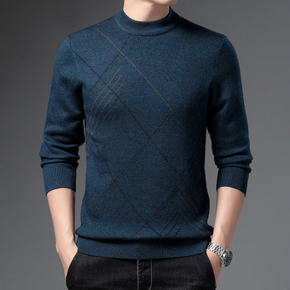 Herren Rollkragenpullover Fein Karomuster Modern - BerlinGlamour