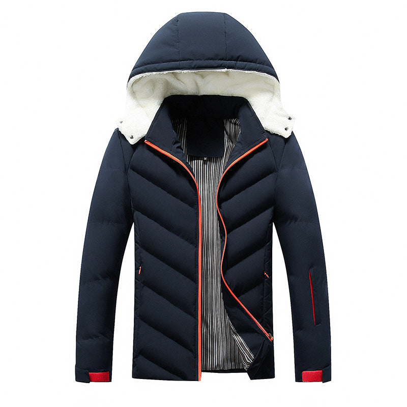 Herren Winterjacke Gefüttert Warm mit Abnehmbarer Kapuze