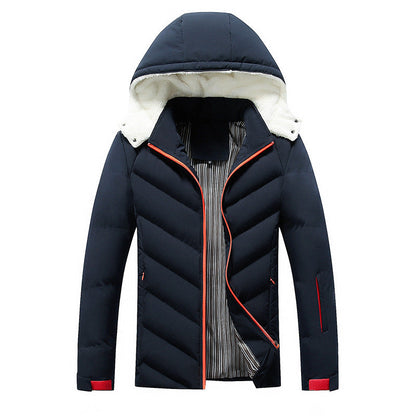 Herren Winterjacke Gefüttert Warm mit Abnehmbarer Kapuze