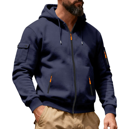 Herren Hoodie Sportlich mit Reißverschlusstaschen Modern