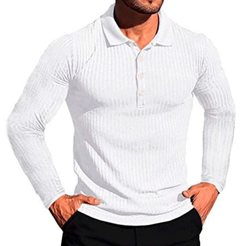 Herren Poloshirt Langarm Strukturiert Elegantes Design - BerlinGlamour