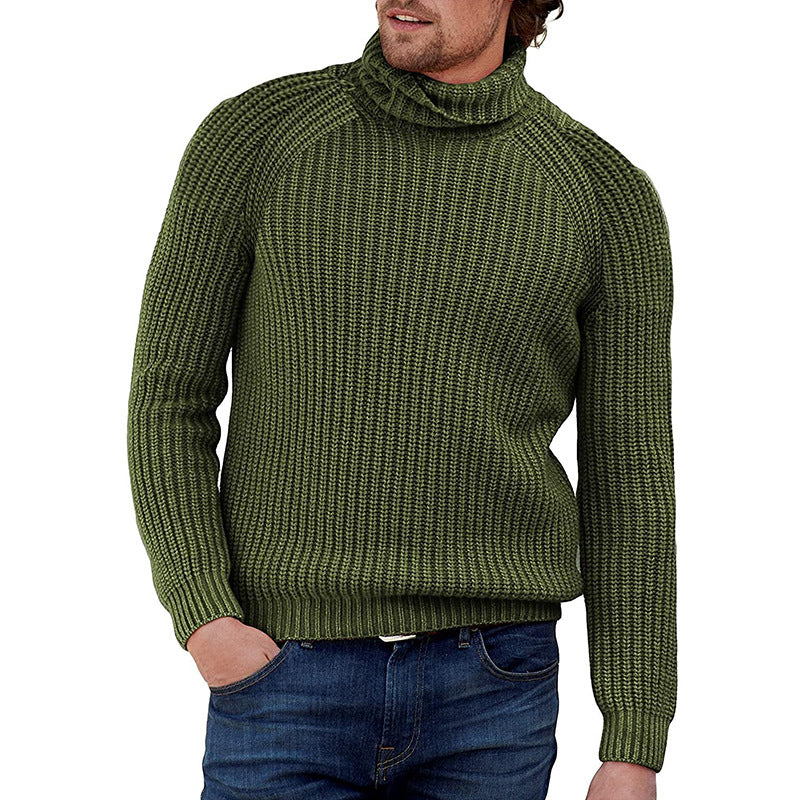 Herren Pullover Grobstrick Strukturiert Hochkragen Modern