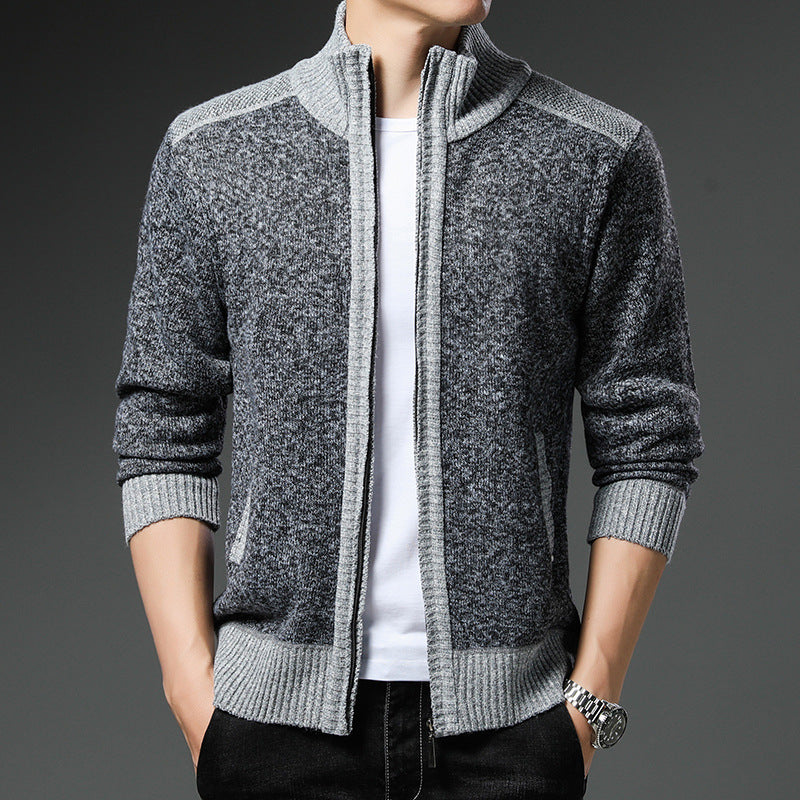 Herren Strickjacke Hochkragen Praktisch Mit Taschen - BerlinGlamour