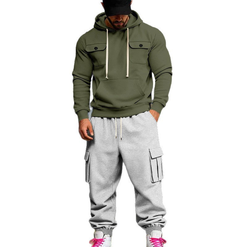 Herren Kapuzenpullover Set mit Cargo-Hose Streetwear Style