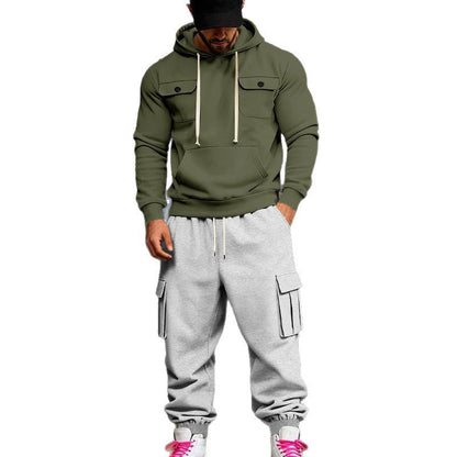 Herren Kapuzenpullover Set mit Cargo-Hose Streetwear Style