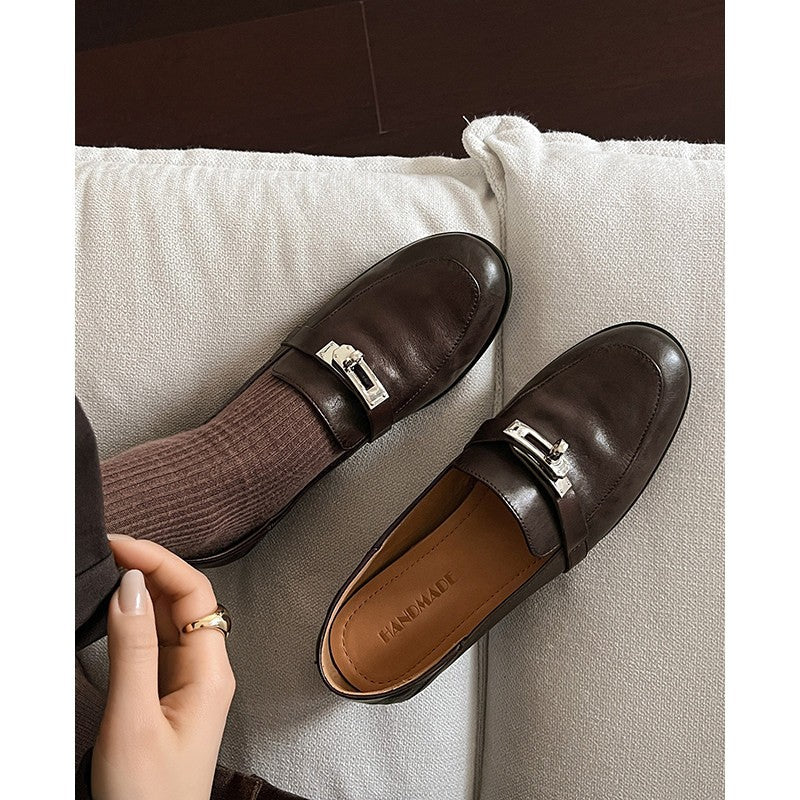 Damen Mokassins Elegante Schnalle Luxus Design
