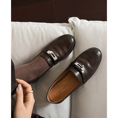 Damen Mokassins Elegante Schnalle Luxus Design