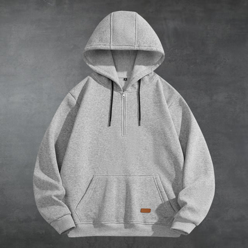 Herren Kapuzenpullover Sportlich mit Reißverschluss und Kängurutasche - BerlinGlamour