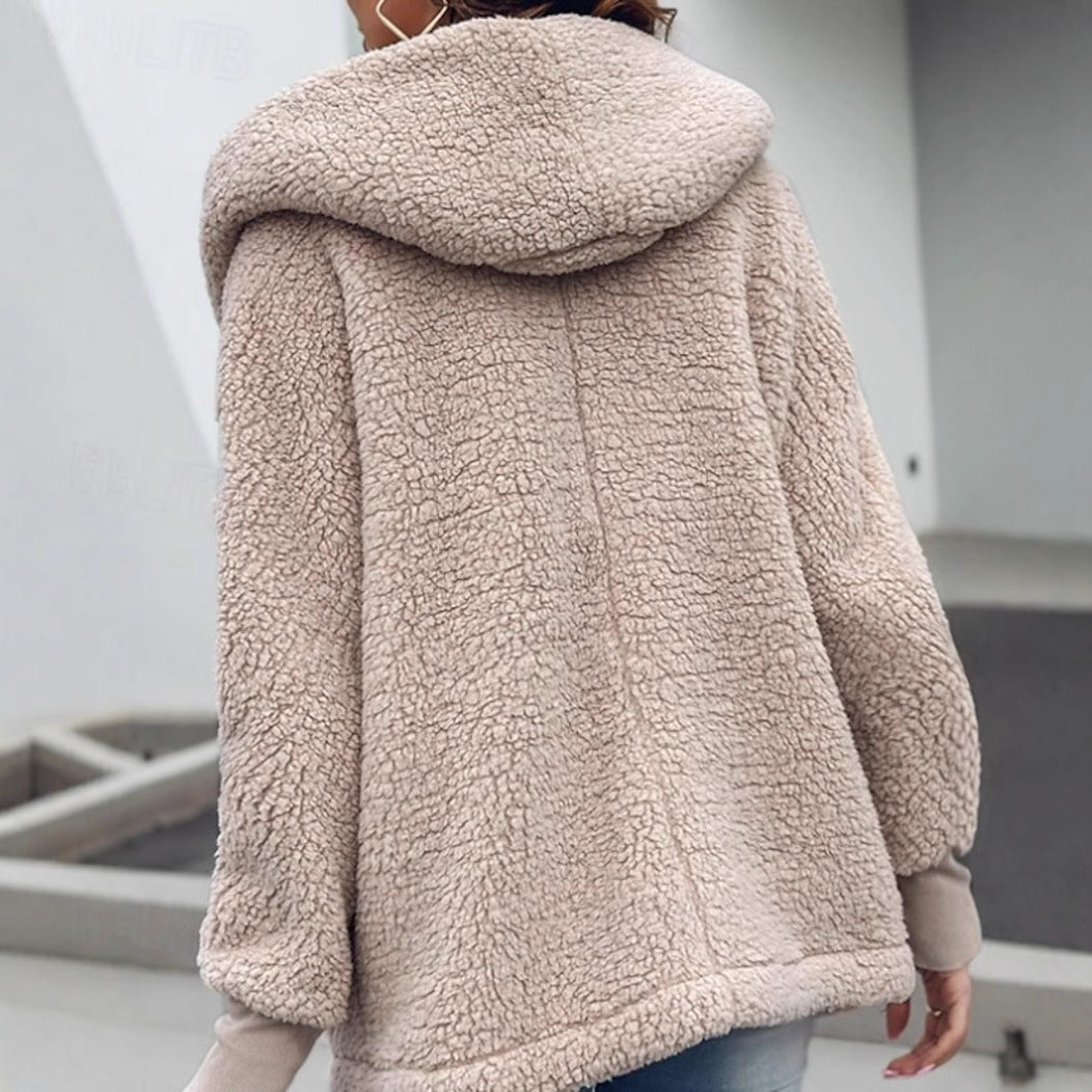 Teddyjacke Damen Oversized Flauschig Mit Taschen