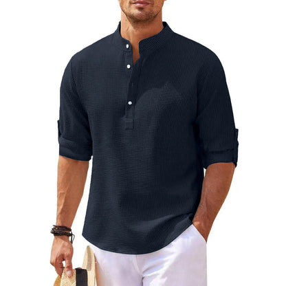 Herren Langarmhemd mit Struktur Modern Lässig Style
