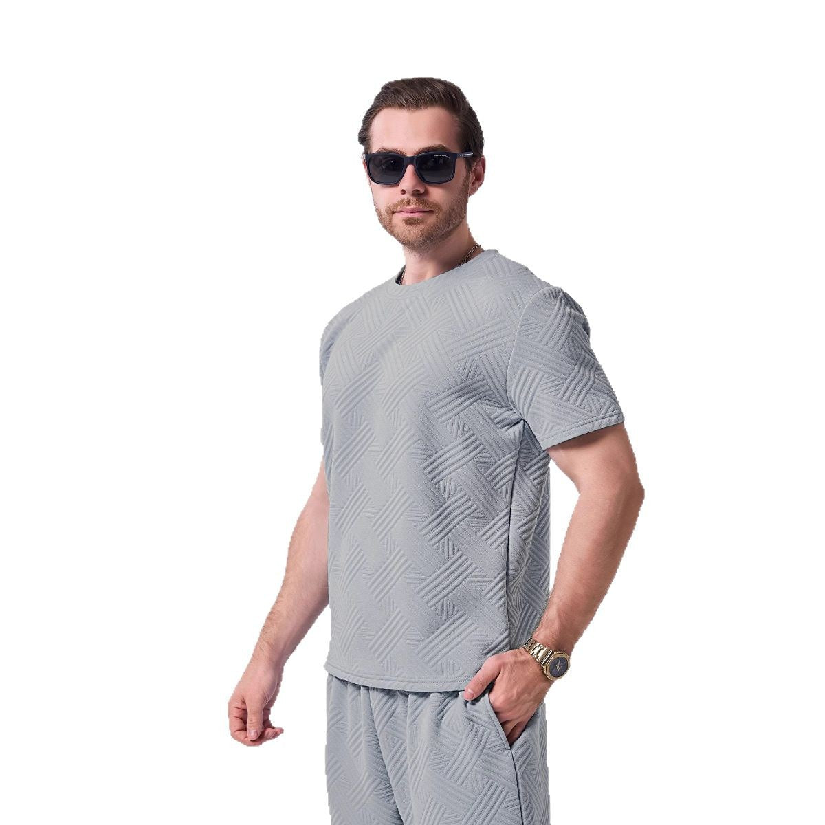 Herren T-Shirt Premium Modern Strukturiert Hochwertig