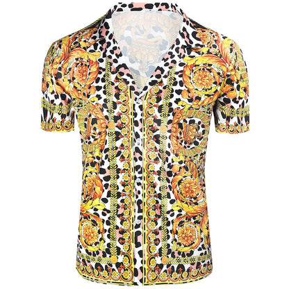 Herren Kurzarmhemd Modern mit buntem Druck und stylischem Design