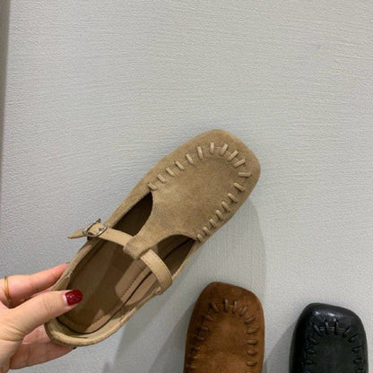 Damen Mokassins mit Stichen und verstellbarem Riemen Frauen Schuhe
