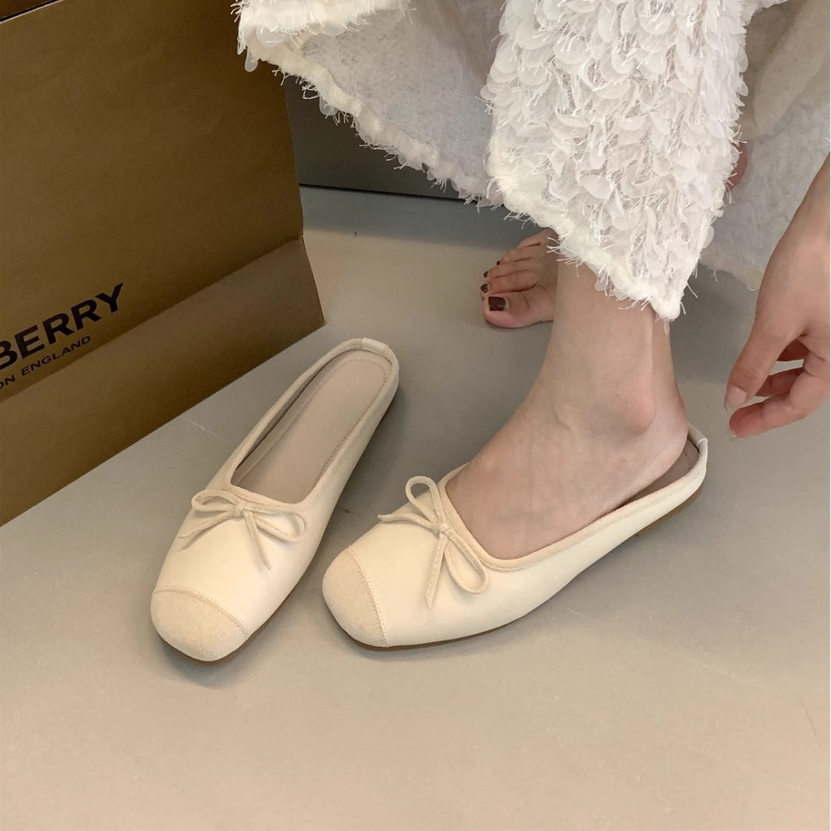 Damen Ballerinaschuhe mit Schleife Bequem Elegant