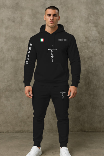 Herren Sportanzug Hoodie Jogginghose Set Grau Sportlich