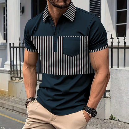 Herren Hemd Kurzarm Streifenmuster Elegant Modern
