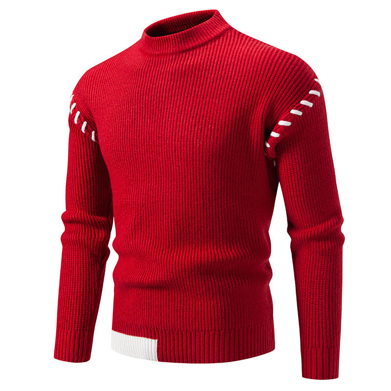 Herren Pullover Strick Modern Hochkragen Zopfmuster Trendy