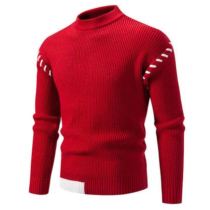 Herren Pullover Strick Modern Hochkragen Zopfmuster Trendy