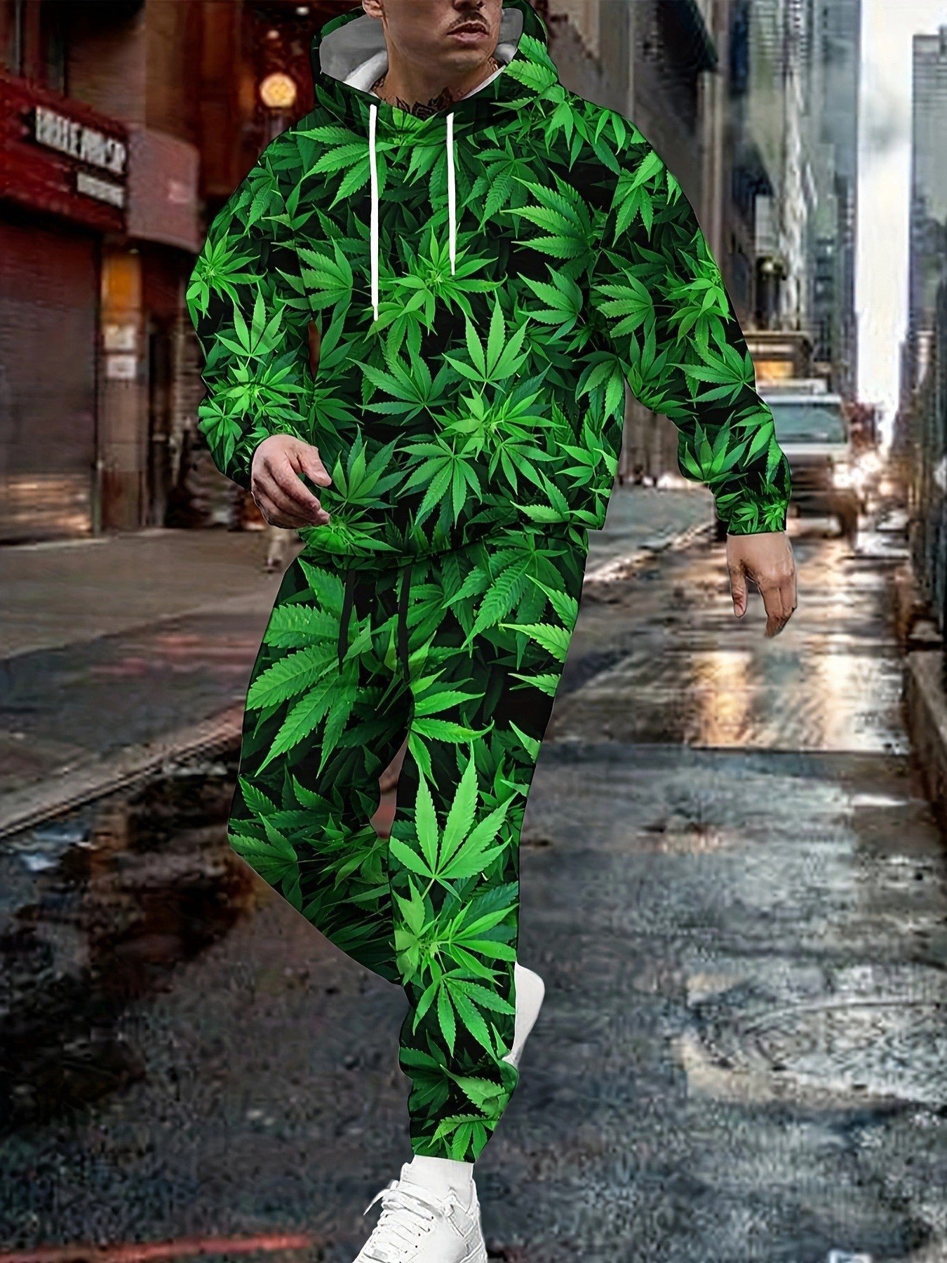 Herren Hoodie Jogginghose Bunt Comic Style Streetwear