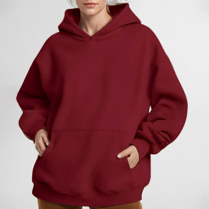 Damen Kapuzenpullover Weich Fleece Lockere Passform