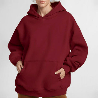 Damen Kapuzenpullover Weich Fleece Lockere Passform