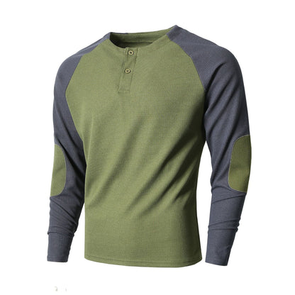 Herren Langarmshirt Modern mit Kontrastfarben und Raffung