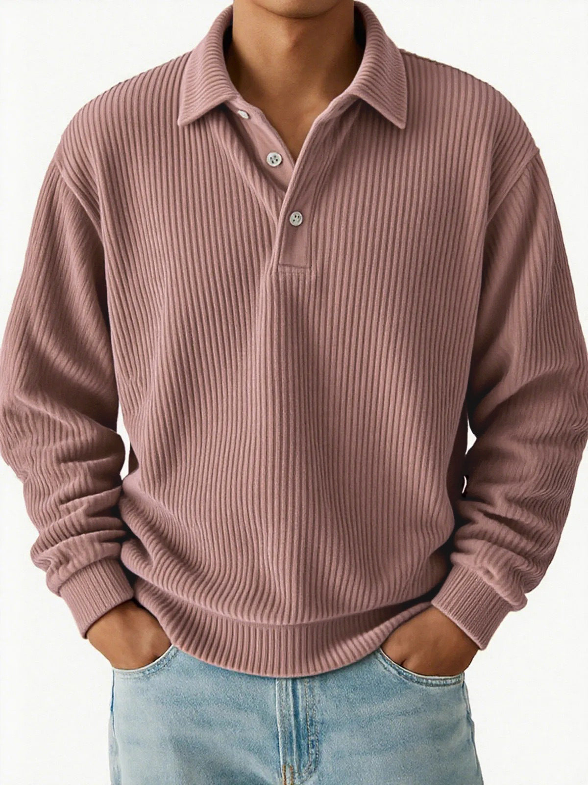 Herren Poloshirt Klassisch Rippstruktur Slim Fit