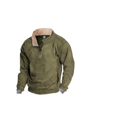 Herren Fleece-Pullover Warm Mit Kragen Und Taschen