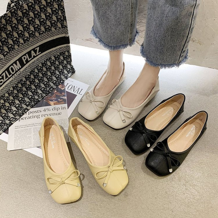 Damen Ballerinas Rutschfest mit Schleifen Detail Elegante Schuhe - BerlinGlamour