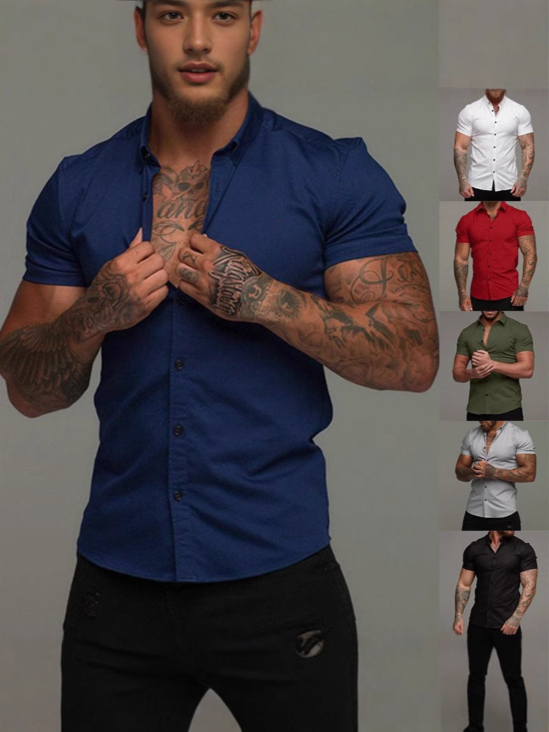 Herren Hemd Kurzarm Slim Fit Modern - BerlinGlamour